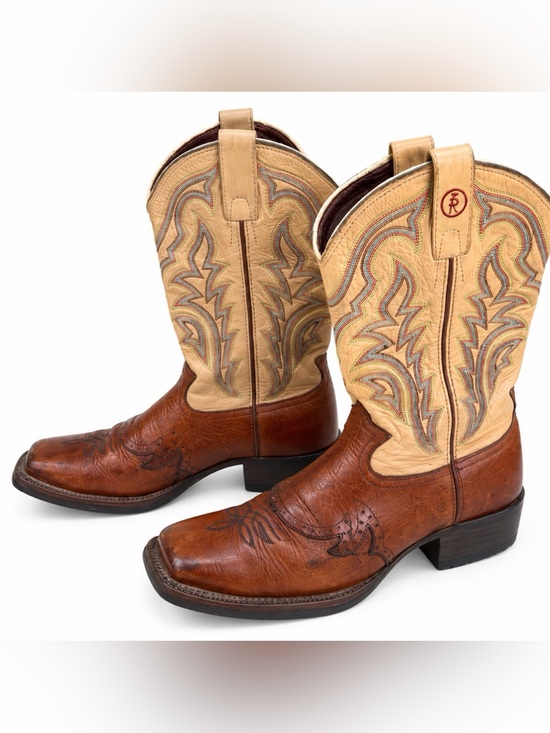 Tony Lama Other - Tony Lama Men’s 8 Genuine Leather Square Toe Cowboy Western Boots Brown Tan